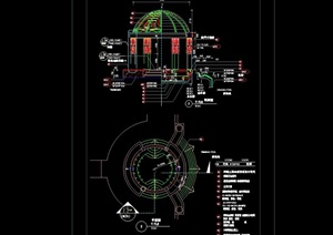 园林景观详细的完整亭子素材cad施工图