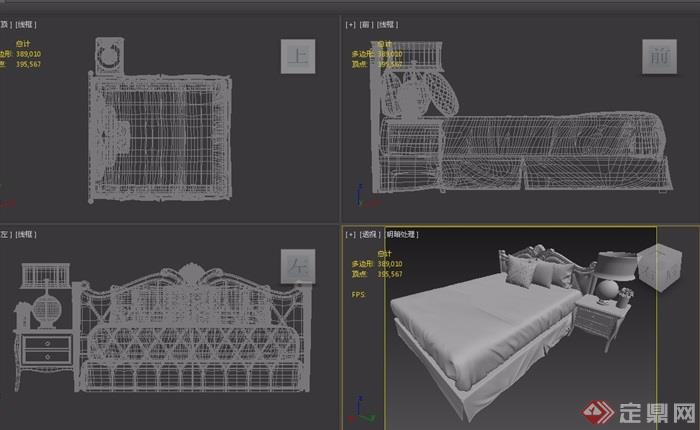 欧式单人室内卧室床设计3d模型