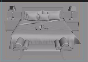 欧式整体详细室内卧室床柜设计3d模型