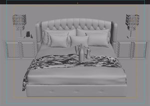 欧式室内卧室床柜详细素材设计3d模型