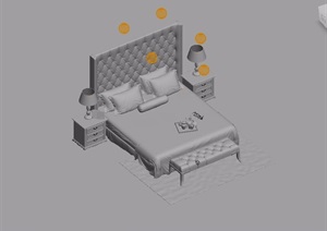 欧式室内卧室床柜详细设计3d模型