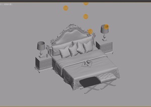 欧式室内主卧室床设计3d模型