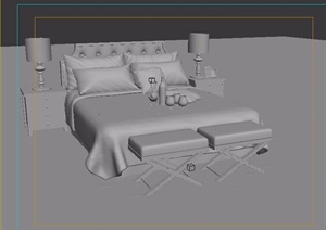 欧式室内卧室床柜素材3d模型