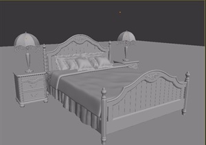 欧式整体详细室内卧室床设计3d模型