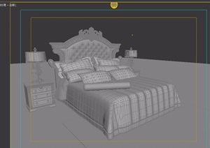 欧式室内卧室床柜详细设计3d模型