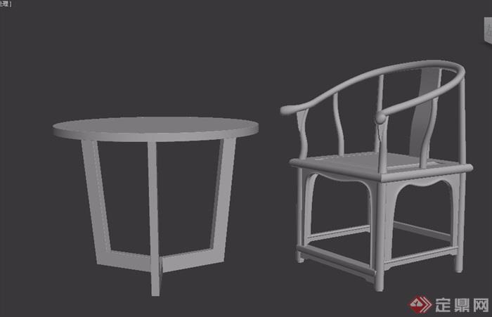 详细的完整桌椅组合3d模型