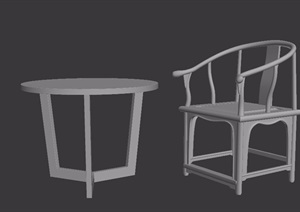 详细的完整桌椅组合3d模型