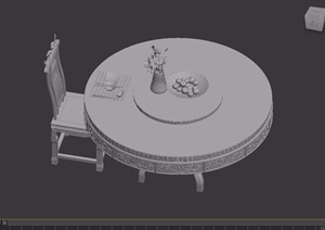 古典中式实木餐桌椅组合3d模型