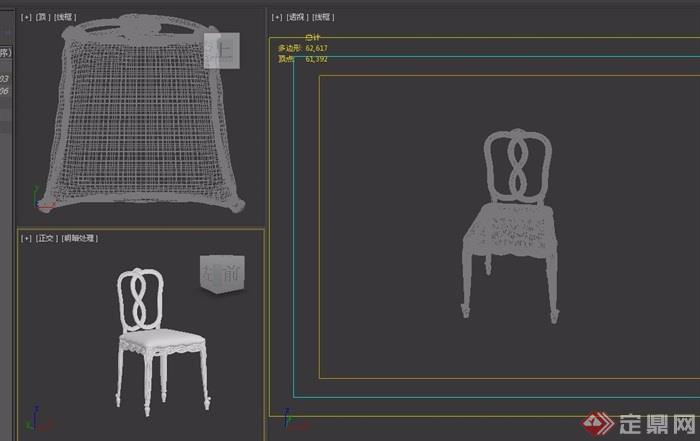 单个美式椅子素材3d模型