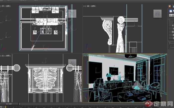 现代客厅沙发椅子组合素材详细3d模型