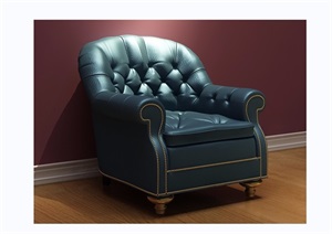 欧式皮革沙发椅子素材详细3d模型及效果图