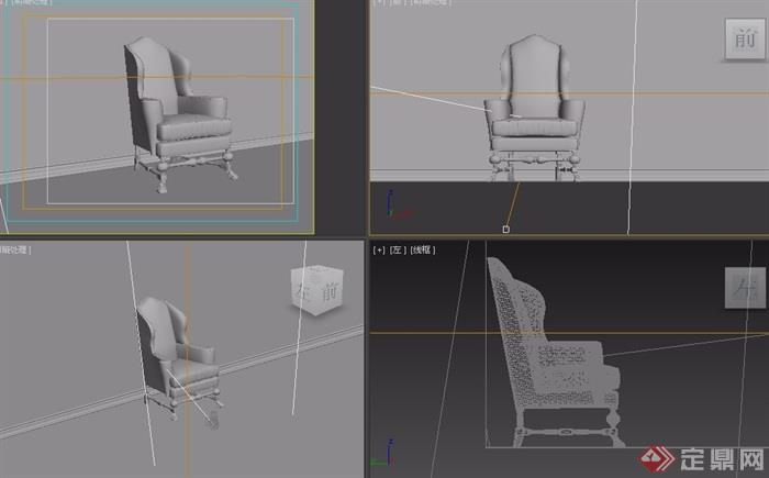 欧式沙发椅子详细3d模型及效果图