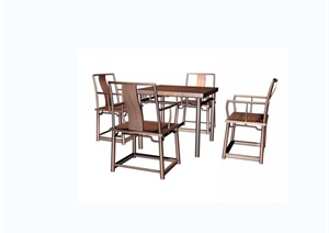 四人详细的完整餐桌椅素材设计3d模型