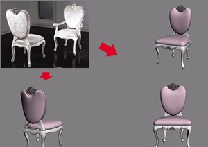 某欧式风格浅色餐椅素材设计3d模型
