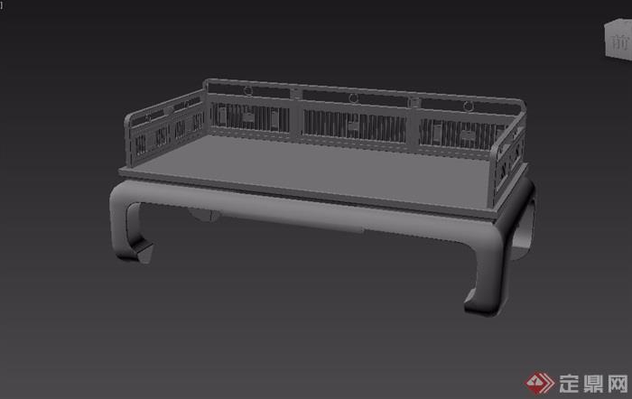 中式详细的栏杆罗汉床素材设计3d模型