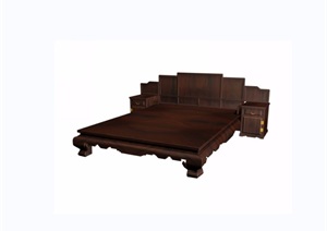古典中式龙纹卧室床柜组合设计3d模型