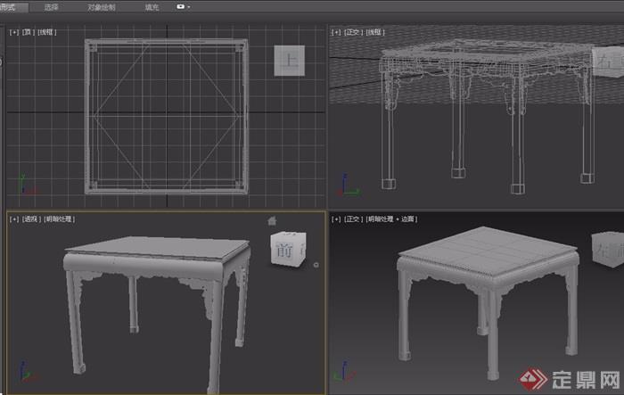 灵芝纹方桌素材设计3d模型及效果图