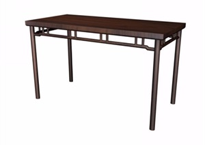 木质详细的长桌素材设计3d模型