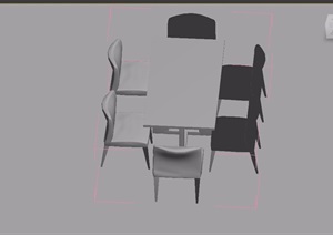 六人详细的餐桌椅素材设计3d模型