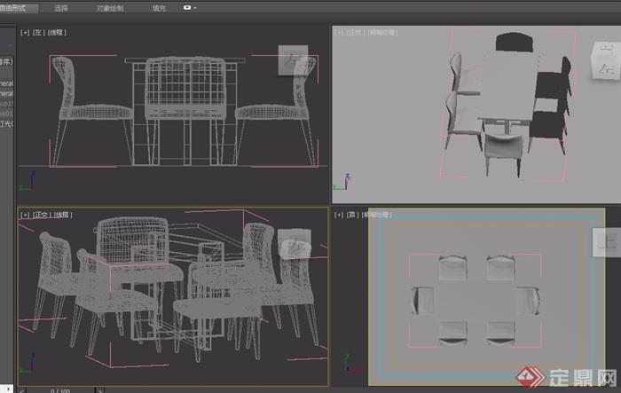 六人详细的餐桌椅素材设计3d模型