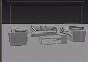 详细的完整沙发茶几组合设计3d模型
