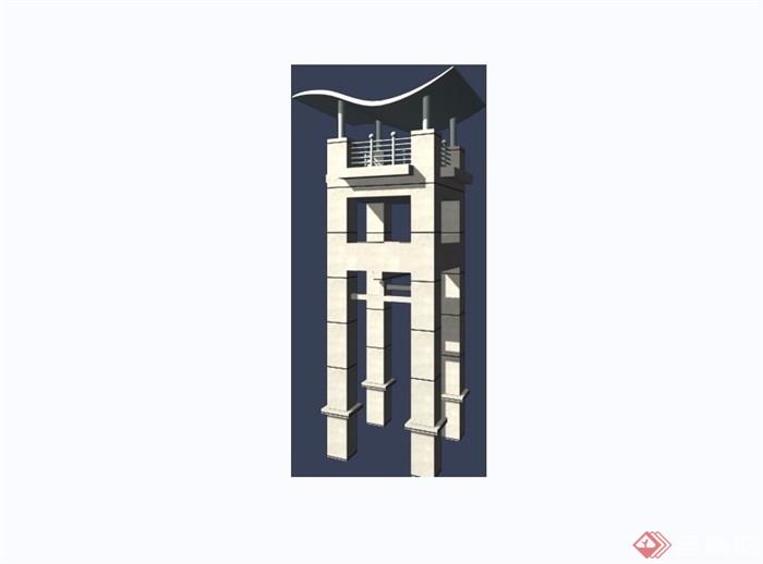 现代风格详细的钟塔素材设计3d模型及效果图