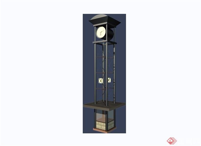 欧式风格节点钟塔素材设计3d模型及效果图