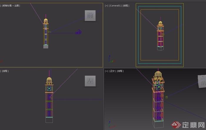 详细的钟塔素材设计3d模型及效果图