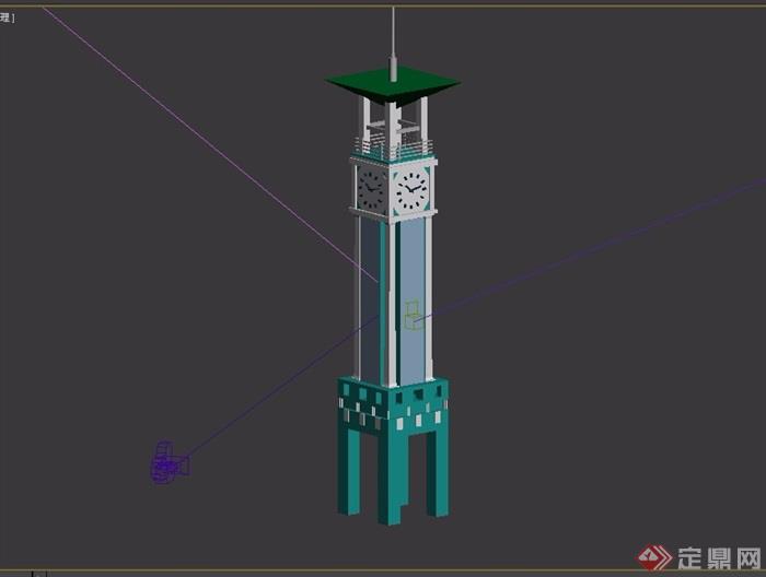 现代详细的钟塔素材设计3d模型及效果图