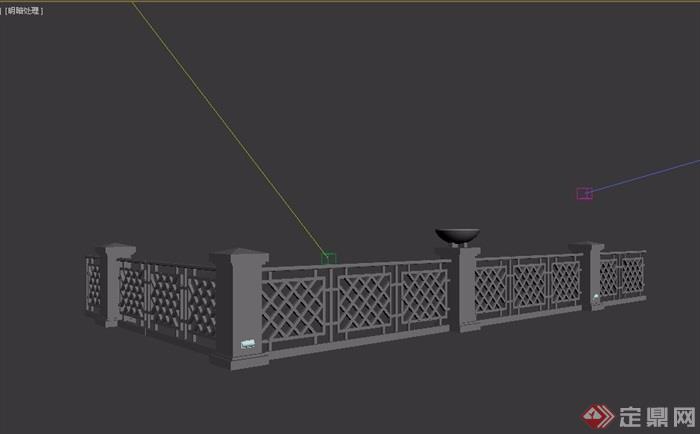 园林景观详细的栏杆素材设计3d模型及效果图