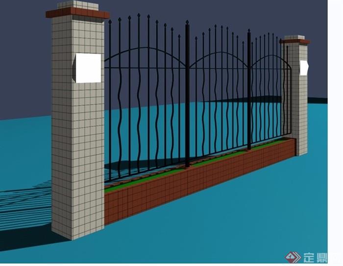 详细的围墙栏杆素材设计3d模型及效果图