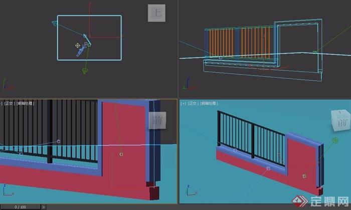 某独特围墙栏杆素材设计3d模型及效果图