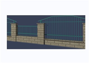 园林景观详细的围墙栏杆素材设计3d模型及效果图