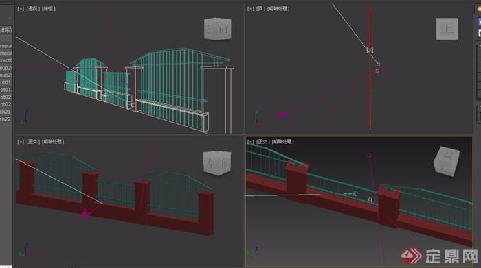 园林景观详细的围墙栏杆素材设计3d模型及效果图