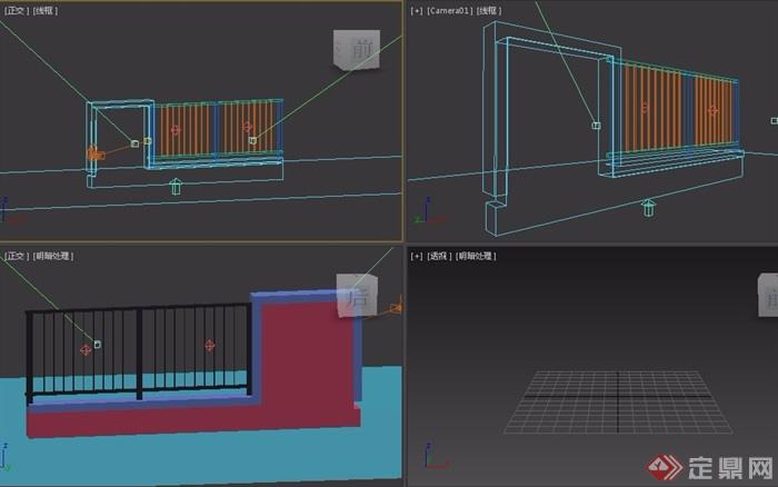 详细的围墙栏杆素材设计3d模型及效果图