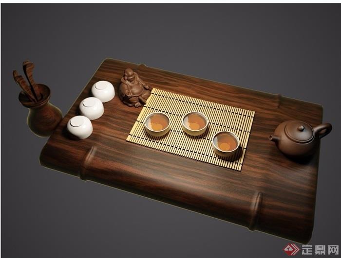 古典中式茶具素材3d模型及效果图