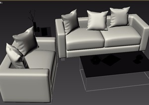 现代风格室内家具沙发组合3d模型