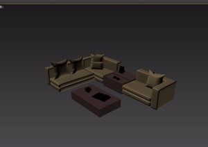现代风格室内沙发茶几家具组合3d模型