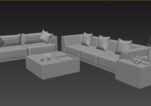 现代风格室内家具沙发茶几组合3d模型