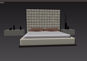现代风格室内卧室床柜家具组合3d模型