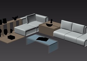 现代风格室内独特沙发茶几家具组合3d模型