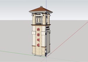 欧式风格详细的塔楼素材设计SU(草图大师)模型