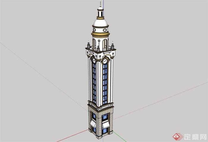 欧式风格详细的塔楼设计su模型