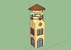 欧式风格详细的景观塔设计SU(草图大师)模型