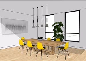 现代住宅室内餐桌椅素材设计SU(草图大师)模型