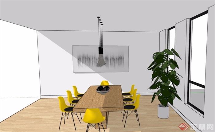 现代住宅室内餐桌椅素材设计su模型