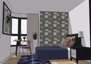 现代住宅室内卧室装饰设计SU(草图大师)模型