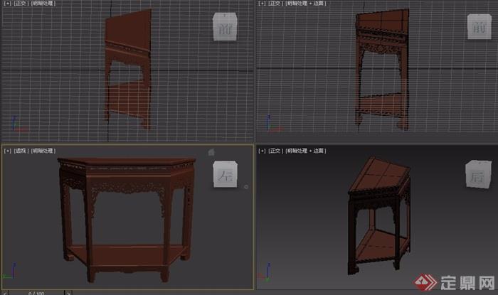 西番莲纹梯形桌素材设计3d模型及效果图