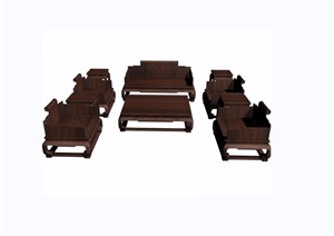 中式详细的云龙纹十件套桌椅素材设计3d模型及效果图