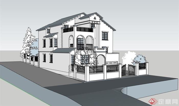 托斯卡纳风格详细多层别墅设计su模型